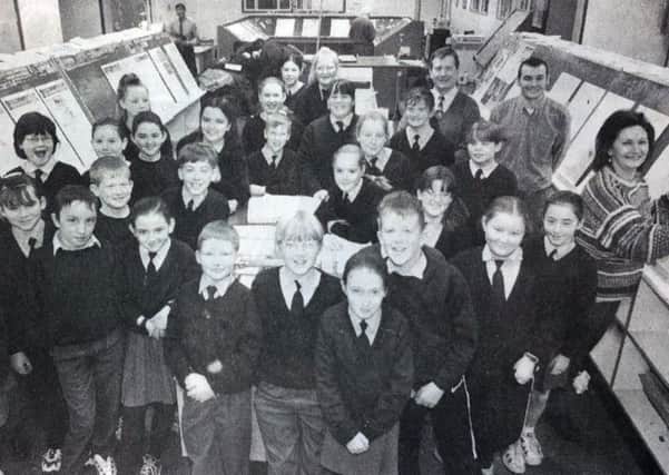 P7 pupils from Lenamore P.S. pictured during a visit to the Derry Journal offices