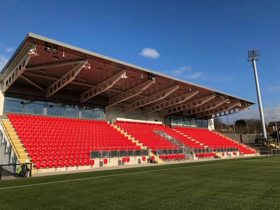 The newly build Mark Farren stand inside the new and refurbished Brandywell Stadium. (Photo: The Derry Journal)