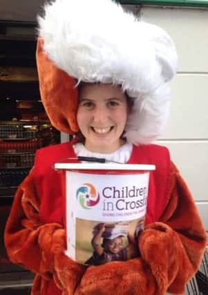 Katie, pictured dressed up for a recent fundraising drive.