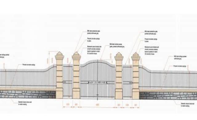 The new gates which will be erected at the entrance to St Columb's Park.