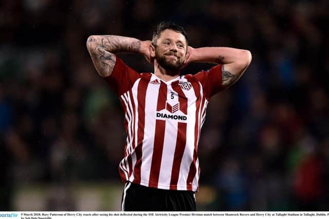 Derry City striker, Rory Patterson saw his shot cleared off the line in the first half before Shamrock Rovers turned the screw.