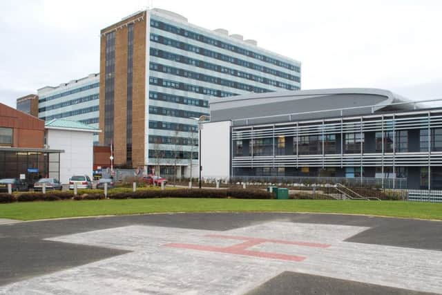 Altnagelvin Hospital's A &E entrance (right).