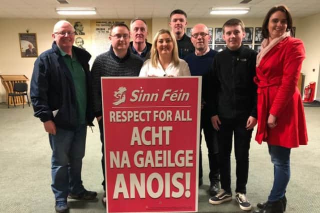 Colr. Kevin Campbell (left) pictured with colleagues calling for the Acht na Gaelige.