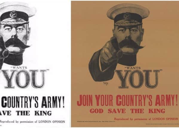 Famous British Army Lord Kitchener army recruitment poster from World War One.