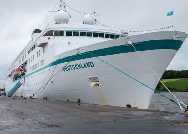 The cruise ship Deutschland which arrived at Lisahally on Friday with over 500 passengers on board as part of a ten day cruise. Picture Martin McKeown. Inpresspics.com. 21.07.17