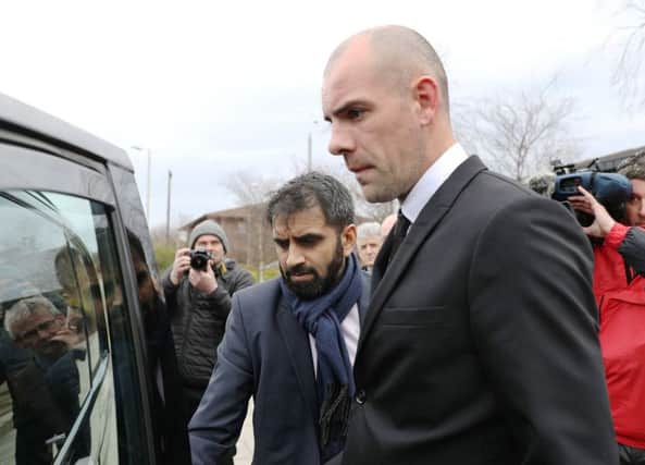 Darron Gibson pictured leaving court.