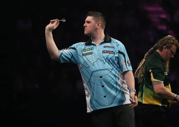 Daryl Gurney is hoping to reach the play-offs of the Premier League darts tournament.