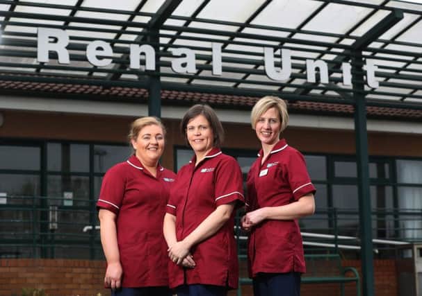 Press Eye - Belfast -  Northern Ireland - 13th April 2018 - Photo by William Cherry/Presseye

Home Therapies Nurse's Caroline McCloskey, Alison Cairns and Bridgeen Canning pictured at Altnagelvin Renal Unit, Derry.pictured at Altnagelvin Renal Unit, Derry.