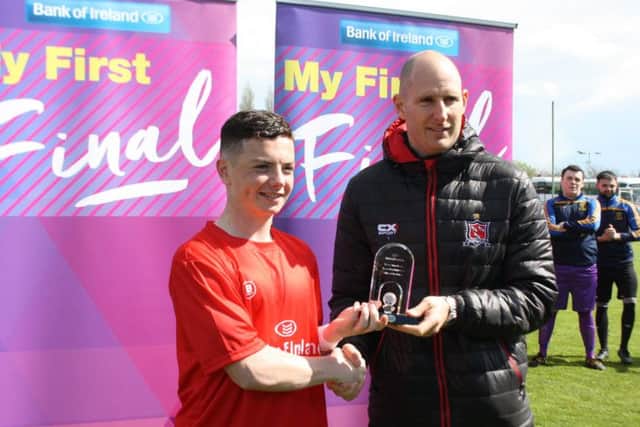 Gary Rogers, Bank of Ireland Ambassador & Dundalk FC goalkeeper was in attendance to announce Corey McBride (Carndonagh Community School) as Man of the Match following his heroics that afternoon.