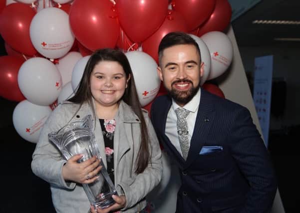 Sarah McConnellogue, pictured with TV3's Deric Ã“'hArtagÃ¡in who was MC for the event.