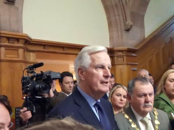 EU Brexit Negotiator Michel Barnier pictured at the Guildhall in Derry on Tuesday.