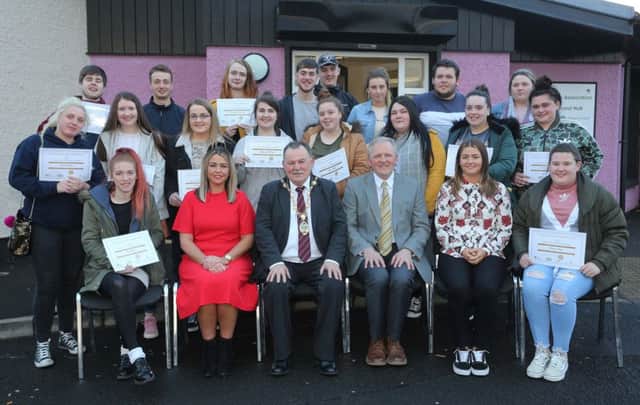 Leafair Community Association has recognised the achievements of 20 young people in its 3D Youth project and celebrated a funding award from the International Fund for Ireland. The Â£298,000 allocation will extend the project for two years and expand its work on a cross-community basis through a partnership with Bready and District Ulster Scots Association. 3D Youth participants are pictured with Karyn Cunningham, Project Coordinator; Allen McAdam, International Fund for Ireland Board Member; and MaolÃ­osa McHugh Mayor of Derry City and Strabane District Council.