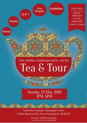 The Tea and Tour event takes place between 1pm and 5pm on Sunday.