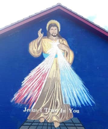 The refurbished Divine Mercy mural in Galliagh.