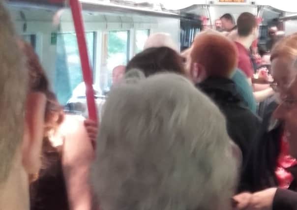 Commuters on the Derry to Belfast service on May 17.