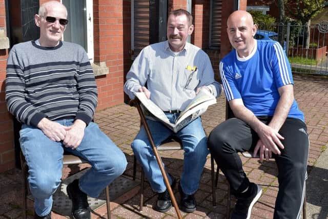 Hugh Nolan, Paul Forbes and Kenny Shepherd pictured at the recent breakfast relaunch of the Mens Mental Health Project at the Habinteg Hazelbank Community Centre. DER2018GS058