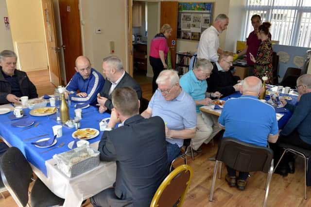 Some of the attendance at the recent breakfast relaunch of the Mens Mental Health Project at Habinteg Hazelbank Community Centre. DER2018GS057