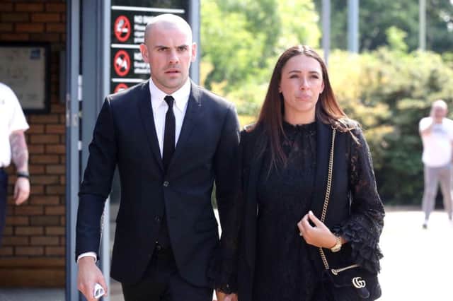 Darron Gibson pictured leaving court.