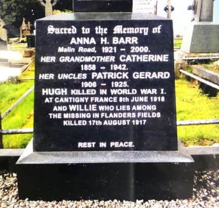 Hugh Barr's grave in Ballybrack Cemetery.