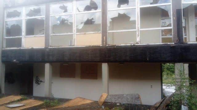 Some of the vandalism at the former Thornhill College.