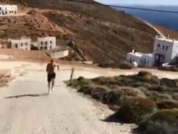 Derry man and Republic of Ireland international, James McClean, sprints up a steep hill on iconic Greek island. (Video and Photo: James McClean/Instagram)