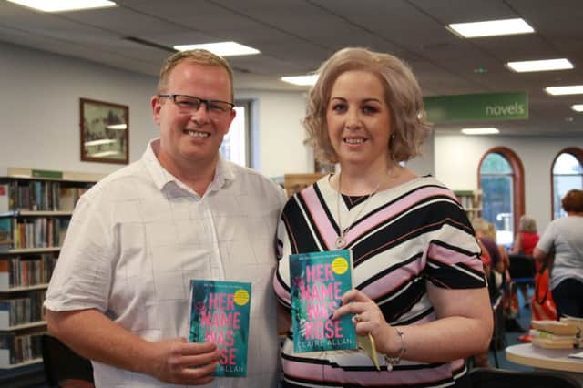 Local author, Brian McGilloway, pictured with Clare Allan at the launch of her latest novel, "Her Name Was Rose" in the Central Library this week. Brian was the guest speaker at the event.