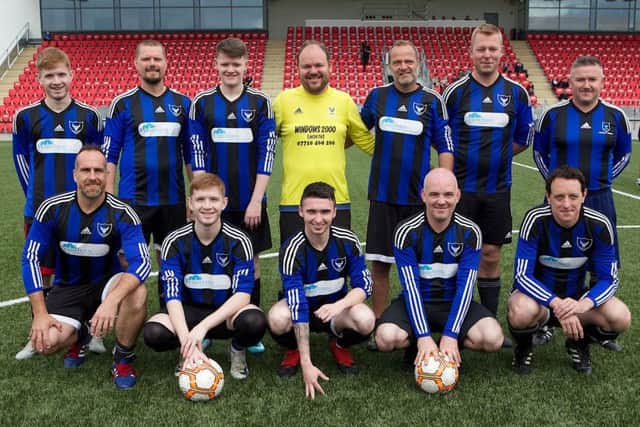 The Foyle Cup Coaches squad, which defeated the Clipper Crews side in their friendly match, which took place at the Brandywell this week.