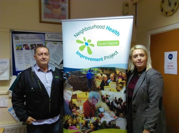 Cathal McCauley, Director, Greater Shantallow Area Partnership and Hayleigh Fleming, Outer North Neighbourhood Health ImprovementProject (NHIP) Health Improvement Health Development Worker.