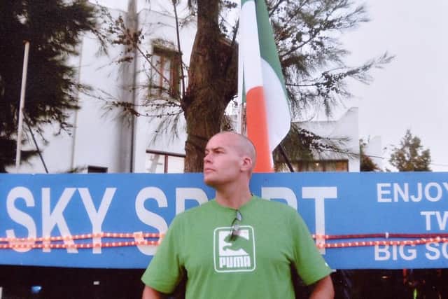 A photograph the late JP Coyle, who died suddenly on 19 February this year, wearing his favourite colour green.  A charity walk in memory of JP will take place on 11th August next.  Participants are asked to wear a green tee shirts on the day.