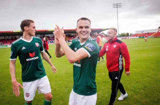 Match-winner Rory Hale celebrates after the EA Sports Cup semi-final win over Sligo.