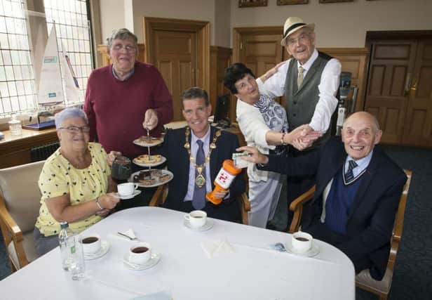 MAYORÃ¢Â¬"S TEA DANCE. . . .The Mayor of Derry City and Strabane District Council, John Boyle pictured at the Guildhall on Friday afternoon launching the MayorÃ¢Â¬"s Monthly Tea Dance schedule for 2018-19. This yearsÃ¢Â¬"s tea dances will be held on Tuesdays. Also pictured from left are Dorothy Thompson, Councillor Gus Hastings, Sylvia Digney, Francis McLaughlin and Eddie Digney. The first monthly tea dance will be held on Tuesday, 4th September, 2018 and this yearÃ¢Â¬"s worthy cause will be the local Foyle Search and Rescue.