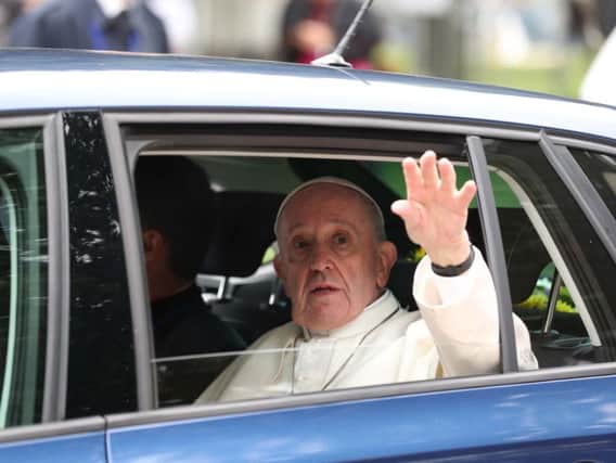 Pope Francis waves from inside the Skoda Rapid during his visit to Ireland. (Photo: Maxwells Photography)