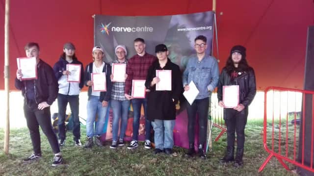 Participants of the Princes Trust Get Started With Music programme: Caothan McBride, Nathan Walker, Philip Steele, Ross Priestly, Oisin McHugh, Shaun Dowd, Jack Mellon and Matthew Wells.