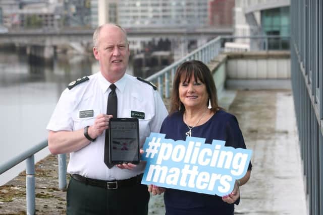 30th August 2018 - Picture by Matt Mackey / Presseye.com
NO PICTURE FEE
PUBLIC CONSULTATION ON LOCAL POLICING 2018 LAUNCHED
The Police Service of Northern Ireland (PSNI) and the Northern Ireland Policing Board are seeking your views to help shape the future of policing.
PSNI Chief Constable George Hamilton and Chair of the Northern Ireland Policing Board, Anne Connolly launched the 2018 Public Consultation on Local Policing at Waterside Tower today, 30 August.