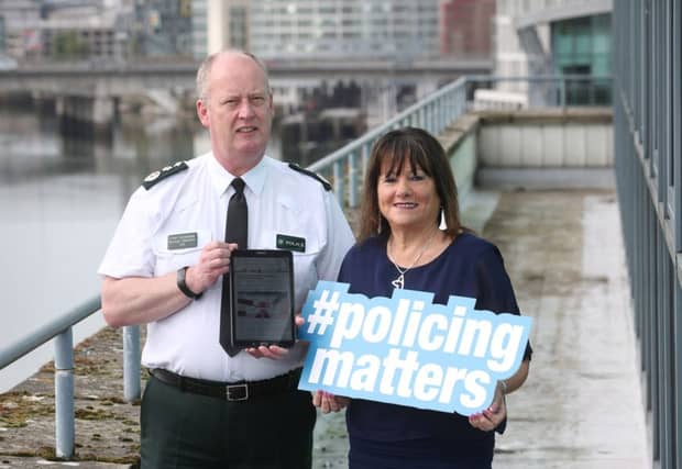 30th August 2018 - Picture by Matt Mackey / Presseye.com
NO PICTURE FEE
PUBLIC CONSULTATION ON LOCAL POLICING 2018 LAUNCHED
The Police Service of Northern Ireland (PSNI) and the Northern Ireland Policing Board are seeking your views to help shape the future of policing.
PSNI Chief Constable George Hamilton and Chair of the Northern Ireland Policing Board, Anne Connolly launched the 2018 Public Consultation on Local Policing at Waterside Tower today, 30 August.
