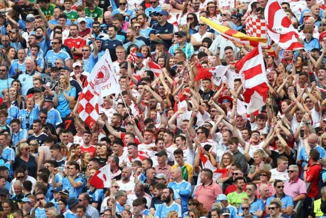 Dublin and Tyrone fans at the All Ireland final.