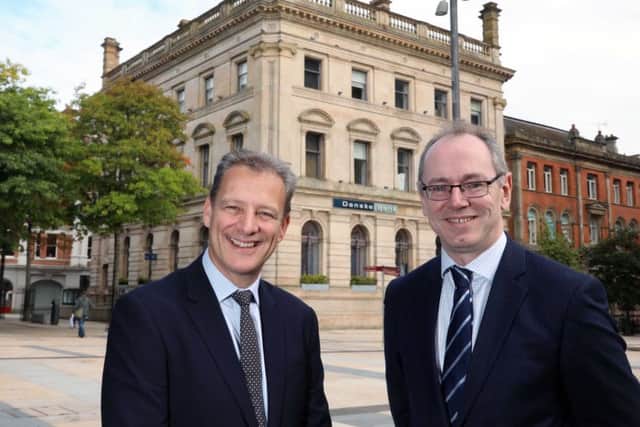 (L-R) Jeremy Fitch, Executive Director of Business & Sector Development, Invest NI and Stephen Matchett, Chief Financial Officer, Danske Bank. (©Press Eye/Darren Kidd)
