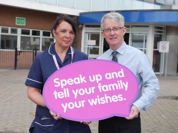 Highlighting the need for more people to sign up to the organ donor register and telling your family your wishes is: Maria Coyle; Specialist Nurse in Organ Donation and Dr Declan Grace; Lead Clinician for Organ Donation in the Western Trust