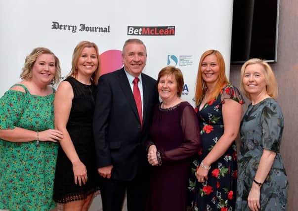 Philip and Kathleen Johnston with friends at the Derry Journal People of the Year Awards. DER3618GS043