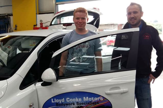 Stride participant Seamus Gallagher and Ryan Cooke of Lloyd Cooke Motors.