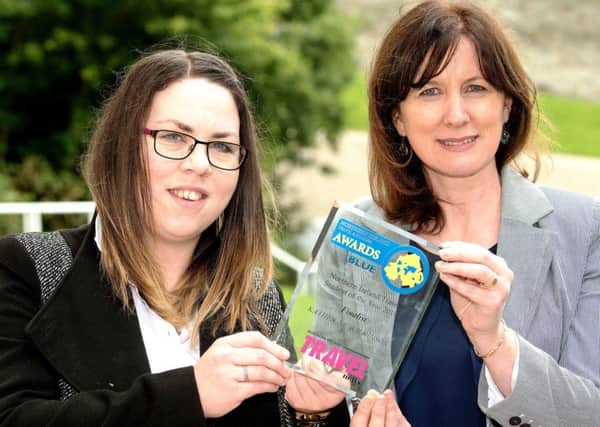 North West Regional College graduate Katherine Wilkinson, winner of the Northern Ireland Travel Student of the Year competition, pictured wiith Lecturer in Travel and Tourism Rita Brady. (Pic by Martin McKeown)