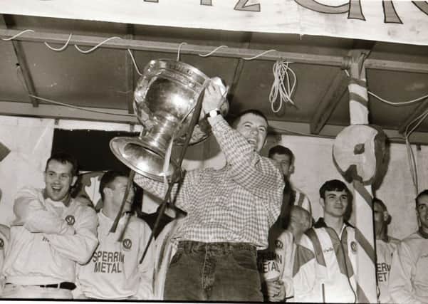 Joe Brolly pictured with the Sam Maguire trophy in 1993.