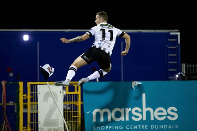 Dundalk's Patrick McEleney celebrates scoring a goal
against Derry City at Oriel Park. Credit ©INPHO/Morgan Treacy