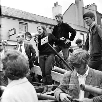 Bernadette McAliskey (nee Devlin) pictured here during the Battle of the Bogside in Derry in 1969.