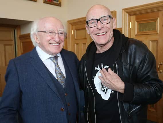 President Michael D. Higgins with Eamonn McCann in the Guildhall.