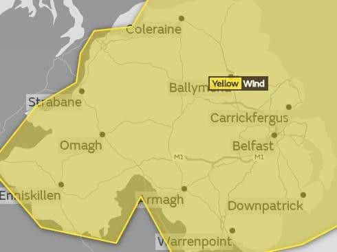 The yellow status weather warning was issued by the Met Office.