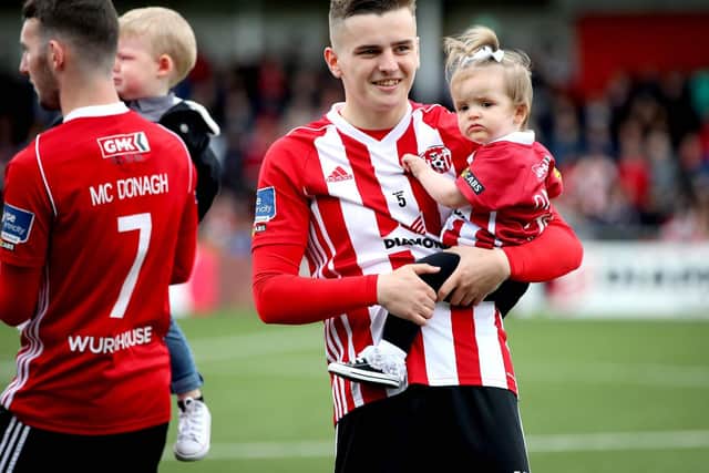 Derry City striker, Ronan Hale, celebrating the club's EA Sports Cup Final win, believes his loan deal with the Candy Stripes has been crucial for his development.