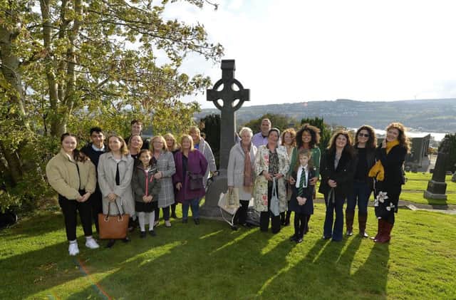 Living relatives of Alder James McCarron pictured at a ceremony in the City Cemetery, on Thursday morning last, marking the100th anniversary of his death .  DER4118GS010