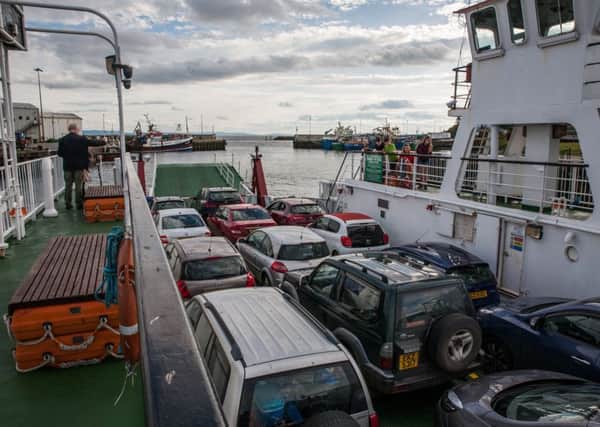 Vehicles on the Foyle Ferry.