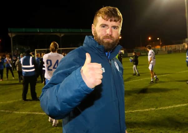 Paddy McCourt gives the thumbs up after his final game for Finn Harps, on Friday night.